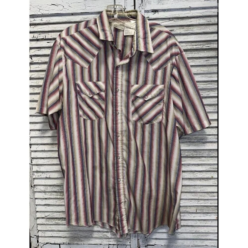 Vintage Men's Express Rider Pearl Snap Shirt Size Large